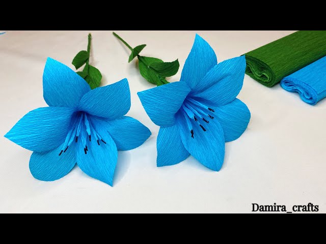 LILY. Crepe Paper Flowers. Flower Craft Ideas. #diy #flower