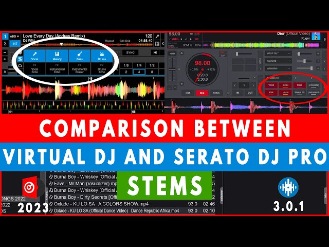 VIRTUAL DJ 2023 STEMS COMPARED TO SERATO PRO 3.0.4 STEMS - [ MAKING ACAPELLAS AND INSTRUMENTALS ]