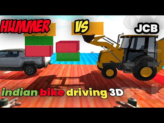 Hummer vs jcb || ramp challenge|| cars ramp challenge|| indian bike driving game|| indian bike game