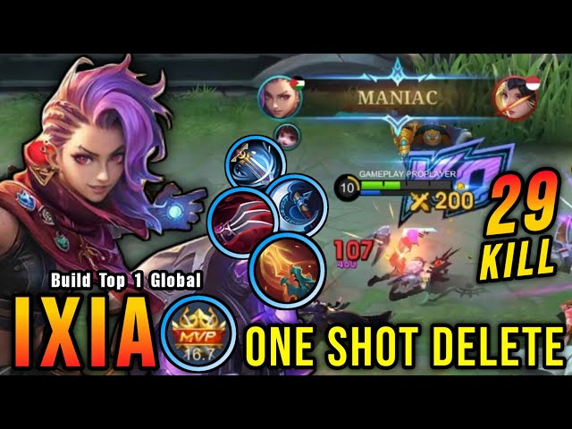 29 Kills + 2x MANIAC!! Ixia Critical Damage (ONE SHOT DELETE) - Build Top 1 Global Ixia ~ MLBB