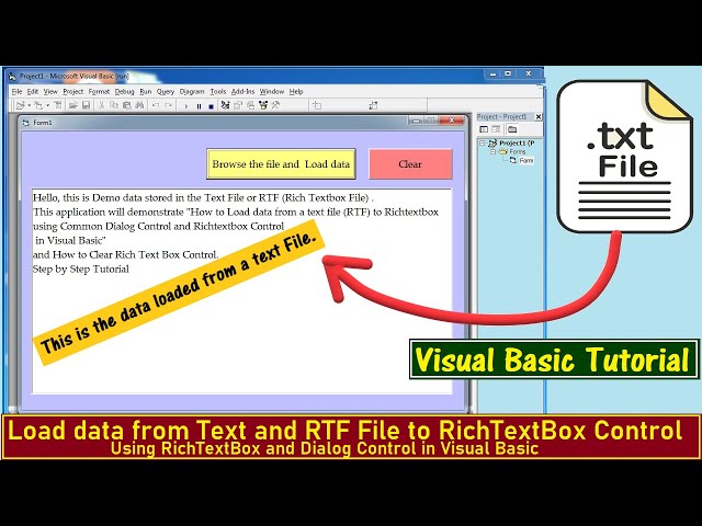 How to Load data from a text file to RichTextBox control using Dialog Control in Visual Basic Part-1