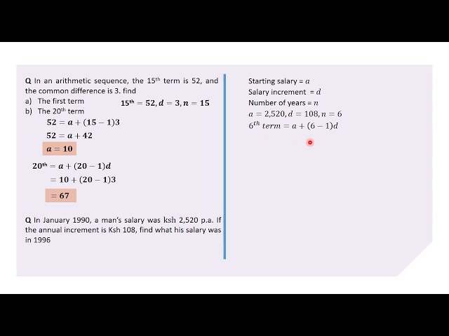 SEQUENCES & SERIES|ARITHMETIC SEQUENCE| NTH TERM|WORKED EXAMPLES
