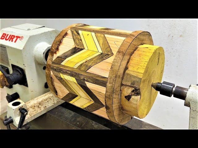 Unique Impressive Design With Extreme Color Matching Art Of A Carpenter Working On A Wood Lathe