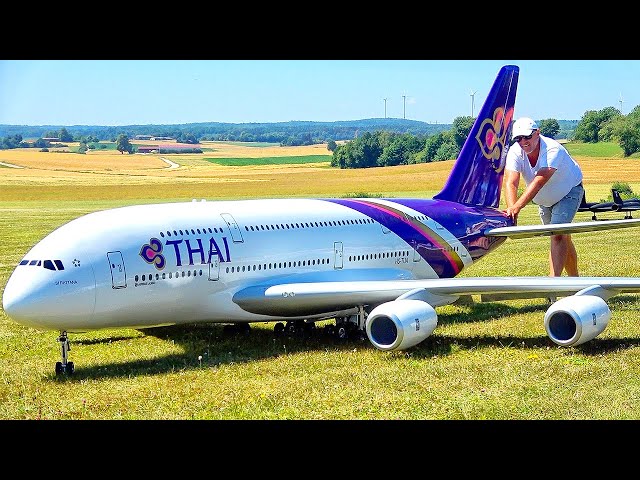 103KG!! WORLDS LARGEST RC AIRBUS A380 THAI AIRWAYS FLIGHT DEMONSTRATION