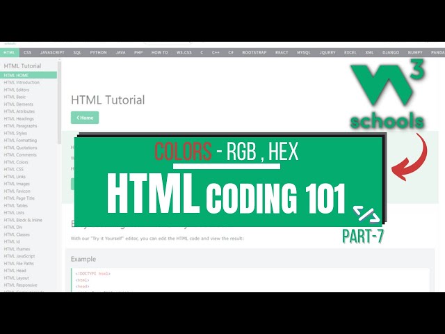 HTML Coding 101: 07  HTML Colors  RGB HEX | W3Schools HTML Tutorial