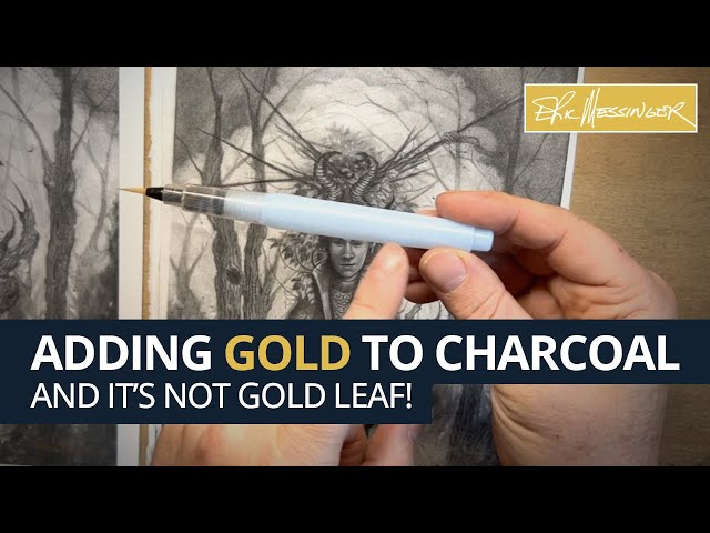 How to add Gold to a charcoal drawing (and its NOT Gold Leaf).