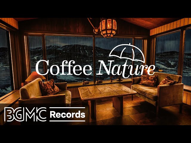 Rainy Day Coffee Shop Ambience - Relaxing Piano Jazz Instrumental Music with Rain Sounds