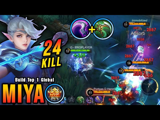 24 Kills!! Miya Best Build and Emblem!! - Build Top 1 Global Miya ~ MLBB