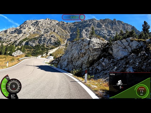 60 Minute Uphill Indoor Cycling Passo di Valparola Dolomites Italy Garmin 4K Video