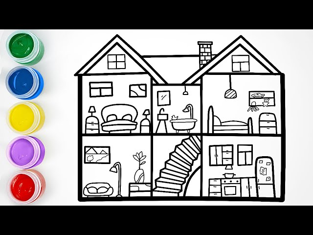 Drawing and Coloring House for Toddlers 🏠 Learning Shapes || Fun Drawing Lesson for Kids