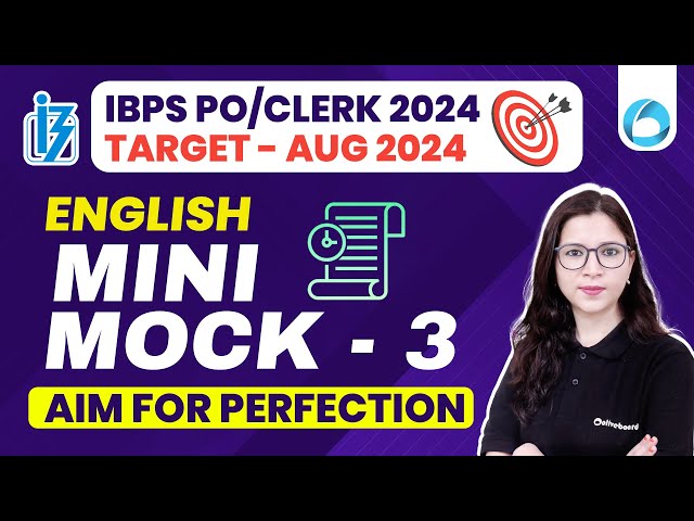 IBPS PO /Clerk 2024 | English Mini Mock Test For IBPS PO/Clerk 2024 | Day-3 | By Saba Ma'am