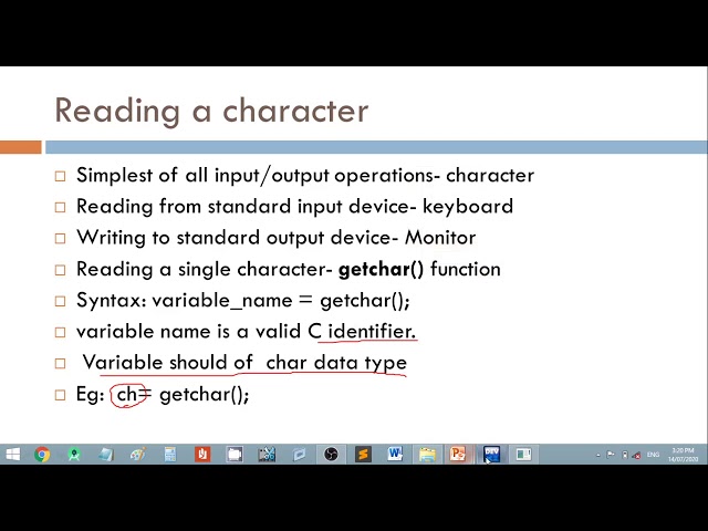 Reading a Character| Programming in C| Lecture 41