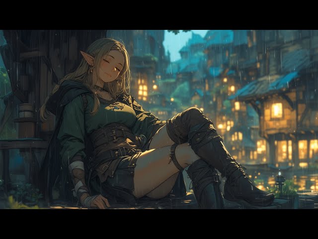 Relaxing Medieval Music - Relaxing Day, Fantasy Bard/Tavern Ambience, Rain Sounds for Sleep
