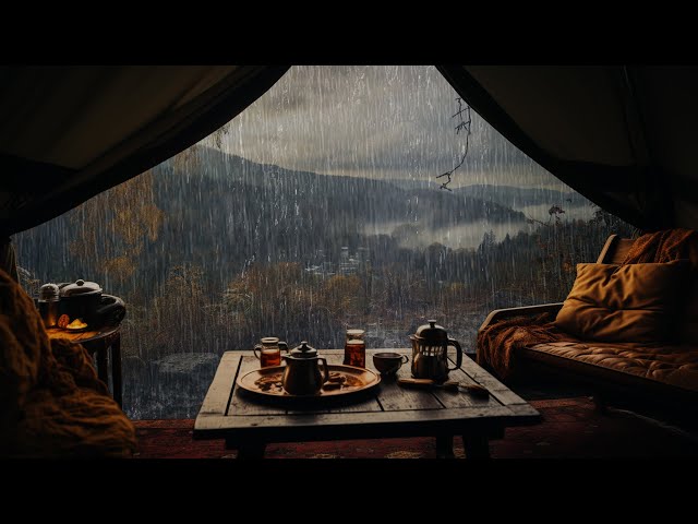 Rain Cozy Camping | Fall Asleep Quickly And Relax Absolutely With Heavy Rain Sounds On The Tent