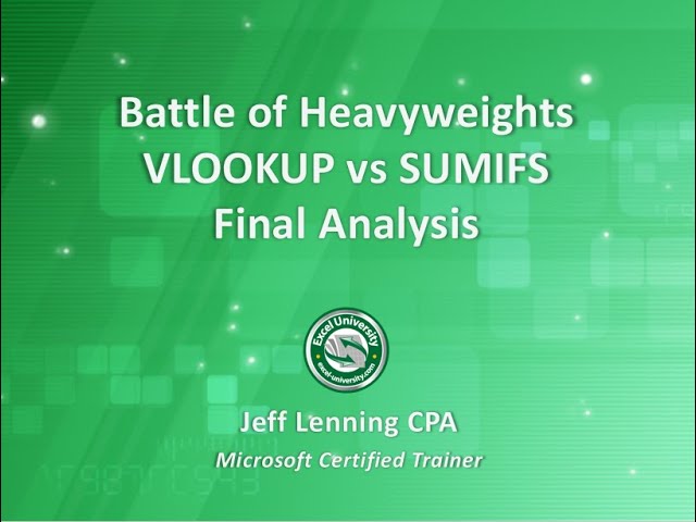 Final Analysis - Battle of Excel Heavyweights: VLOOKUP vs SUMIFS