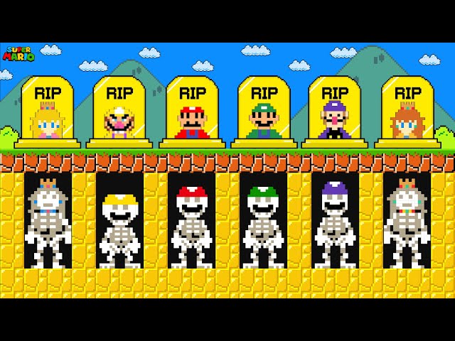 Mario R.I.P All Team Skeleton: Sorry Mario, Luigi and Peach in Super Mario Bros. | Game Animation
