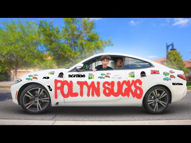 I Covered Foltyn's Car In Roblox Stickers!