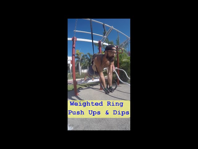 Weighted Ring Push Ups & Bar Dips +9 kg