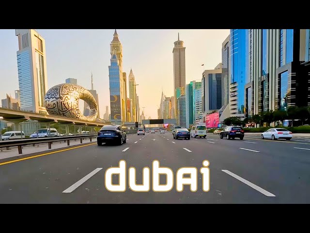 Dubai - 4K Driving Downtown | Sheikh Zayed Road, Burj Khalifa, Skyscraper 🇦🇪