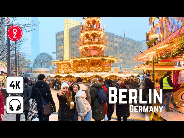 Berlin, Germany - Alexanderplatz Snowy Christmas Walking Tour in 4K 60fps 🇩🇪 Iphone 15 Pro 📹