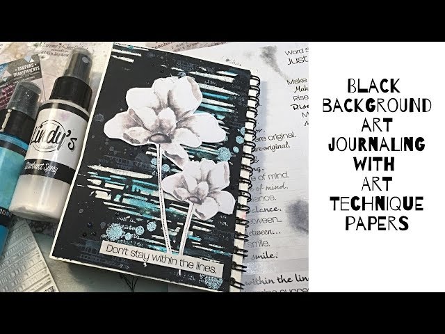 Art journal on black background- working with Maremi's Small Art products