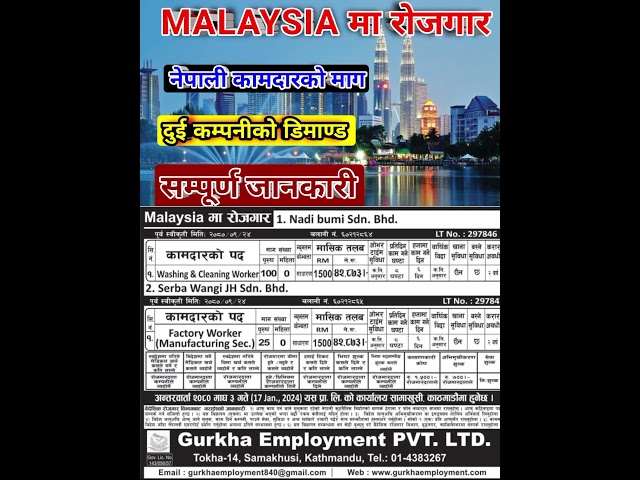 Malaysia working Visa for Nepalese