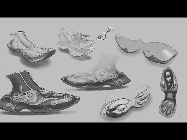 Concept-sketch for 3d shoe modeling