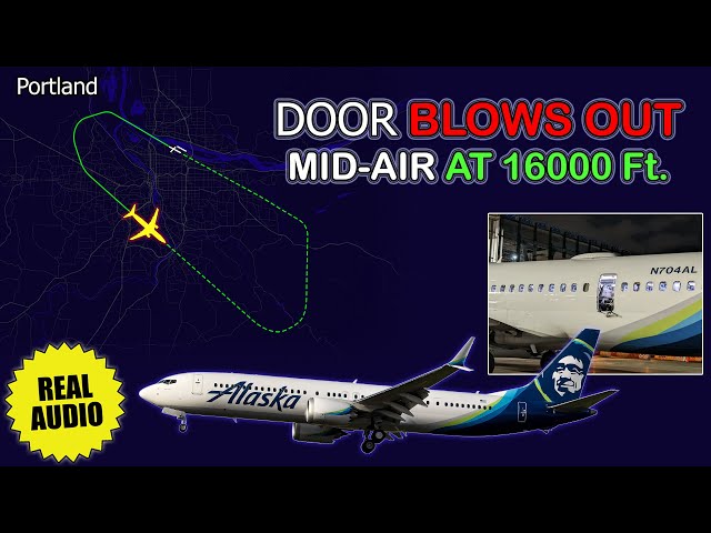 Emergency DOOR BLOWS OUT mid-air. Alaska Boeing 737 MAX 9 returns to Portland. Real ATC