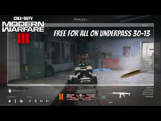 CALL OF DUTY MODERN WARFARE 3 FREE FOR ALL ON UNDERPASS 30-13 NEW GUN BUILD MCW