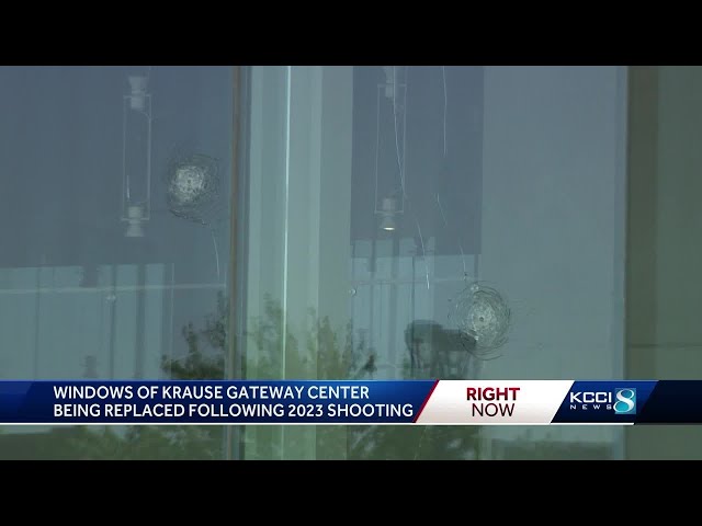 Repairs to massive windows at Krause Gateway Center underway after last year's shooting