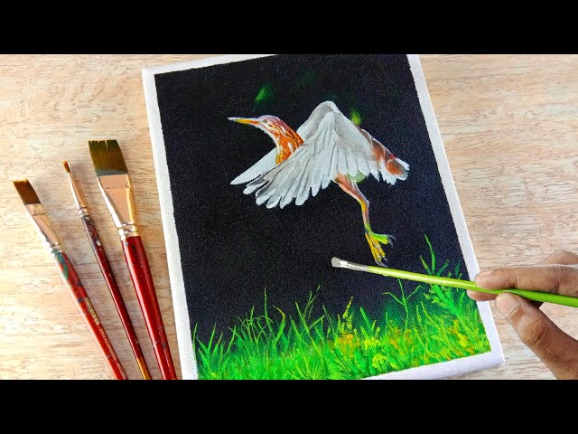 Flying Crane / Acrylic Painting / Easy Drawing for Beginners / Satisfying / Relaxing / #23