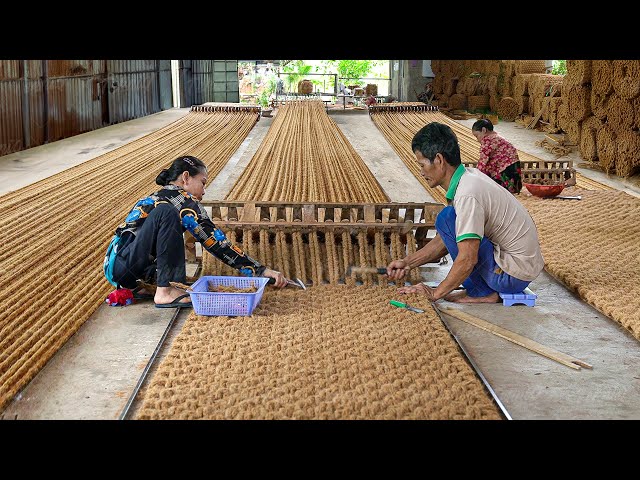 The Genius Technique They Use to Make Giant Mats From Coconuts