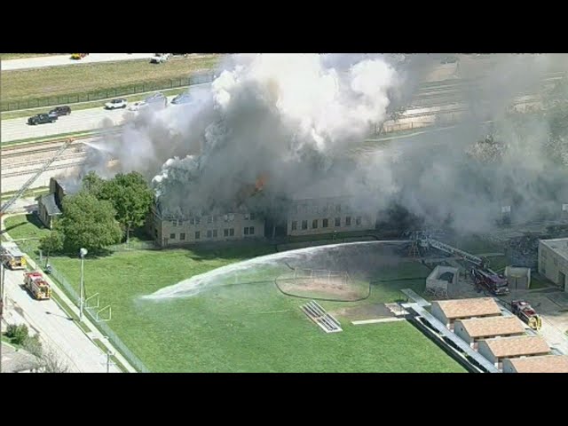 Dallas Fire Rescue fighting large church fire near Love Field