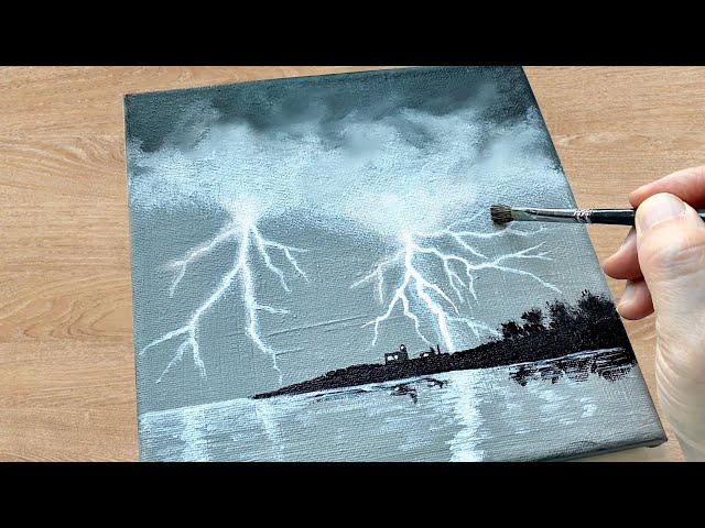 Painting Lightning with Acrylic / Daily Challenge No.34