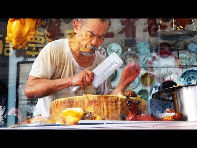 Macau street food - Most busy Knife Grandpa thin duck pork food