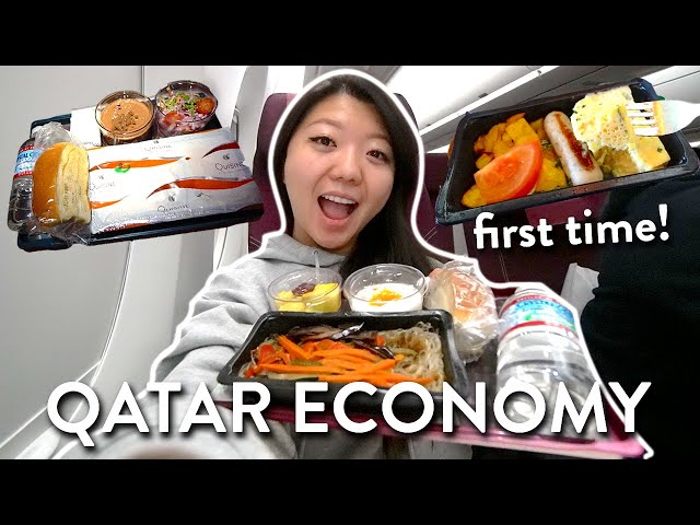 Qatar Airways ECONOMY FOOD Review ✈️ LA to Thailand (Layover in Doha)