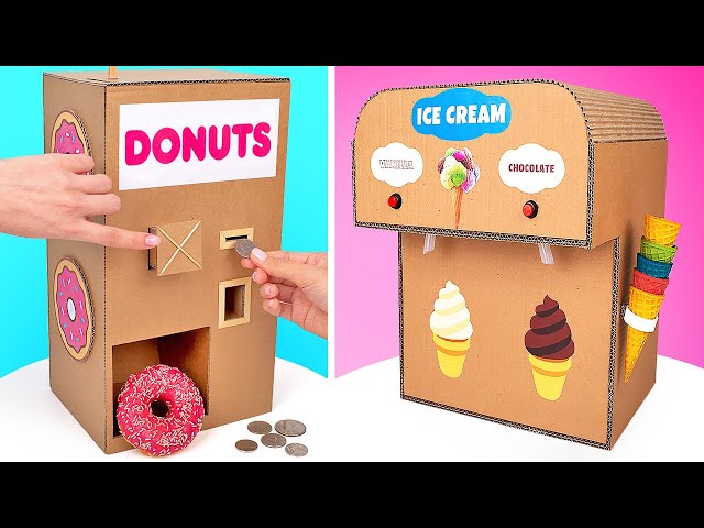 Awesome Cardboard Desserts Crafts || DIY Donuts Ans Ice Cream Machines