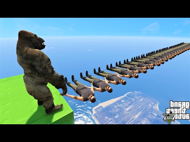 باركور غوريلا جسر بشري 🐸 GTA 5 - Gorilla Parkour Human Bridge
