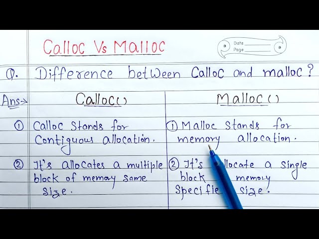 difference between calloc and malloc | calloc Vs malloc | calloc function and malloc function