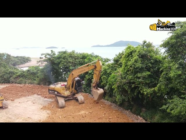Motor Grader and Komatsu Bulldozer construction road on the mountain | Machine Kh