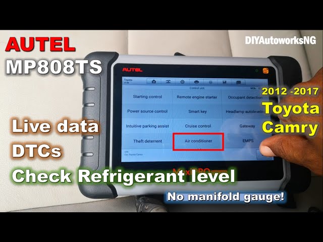 Autel MP808TS: Air Conditioning Live Data / AC Gas volume CHECK with Scan Tool (Scan Car AC Module)