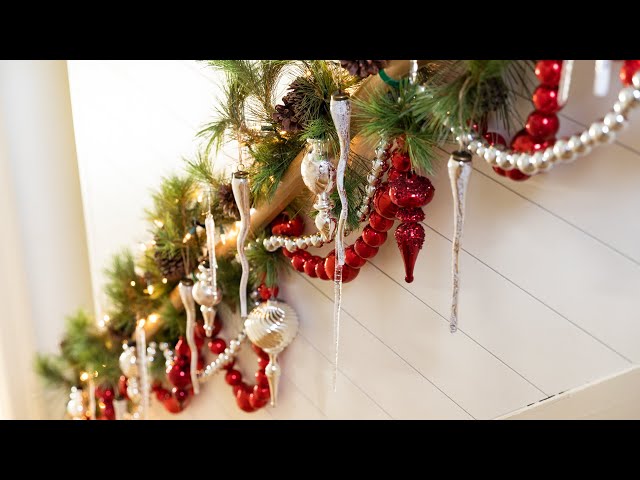 My Red and Silver Stairway Garland This Year!