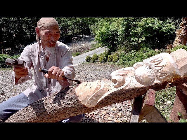 Mountain Old Man Makes Korean Traditional Totem Pole