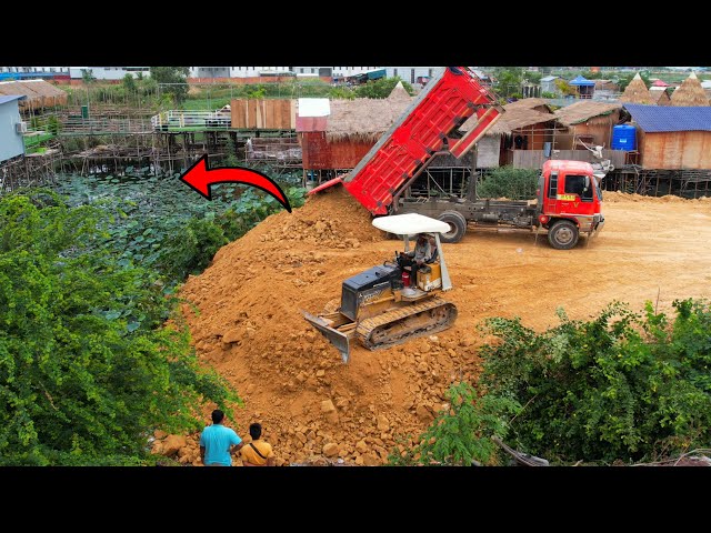 Ep9 Update Project ! Remover The Lake Pour soil around the house by Dozer Push Soil & Truck 5Ton