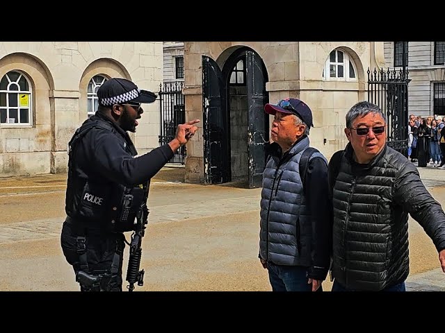 CHINESE TOURIST CLASHES WITH POLICE (he loses) before the Guard change at Horse Guards!