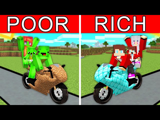 Mikey Family & JJ Family - POOR vs RICH : Motorcycle Build Challenge in Minecraft