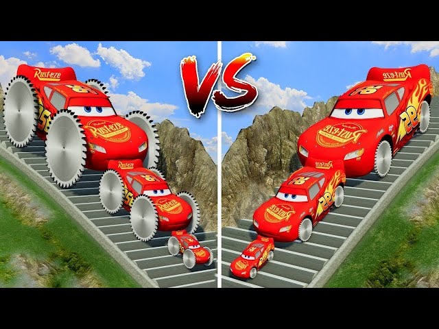 Big & Small Choo-Choo McQueen Boy, King Dinoco vs Pixar Car,Tow Mater vs DOWN OF DEATH -BeamNG.Drive