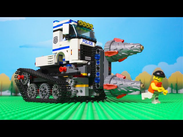 LEGO Cars and Trucks Experimental Police truck and crane tow truck video for kids