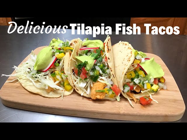 TILAPIA FISH TACOS with cabbage slaw | Creamy AVOCADO SAUCE | TEMPURA BATTER for tilapia