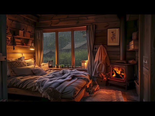 Goodbye Insomnia to Deep Sleep within 2 minutes with Crackling Fire and Gentle Rain Sounds on Window